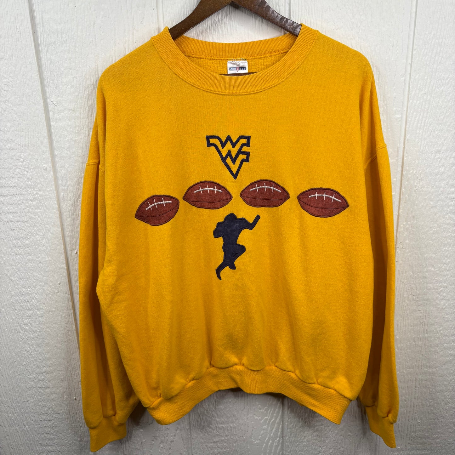 Vintage WVU Embroidered Yellow Football Crewneck (L)