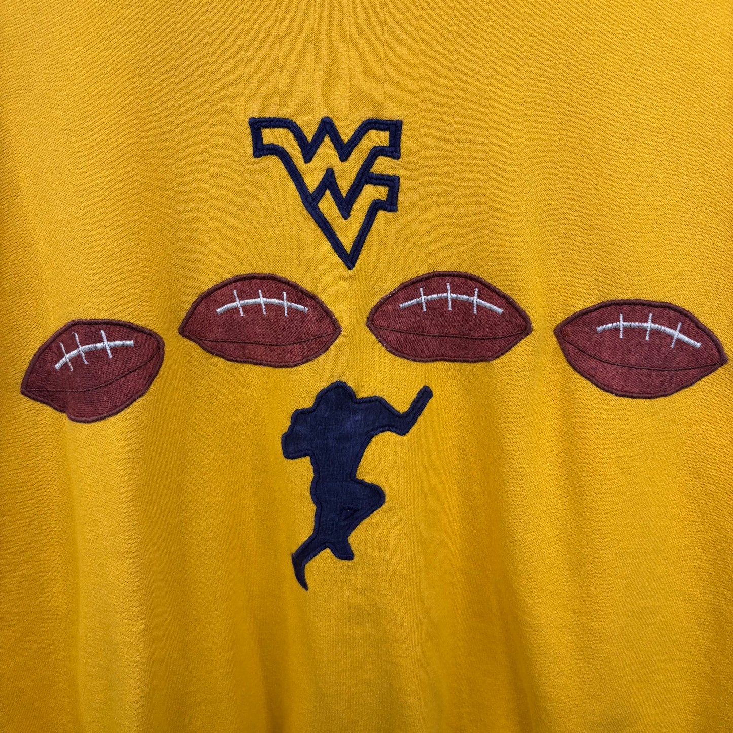 Vintage WVU Embroidered Yellow Football Crewneck (L)