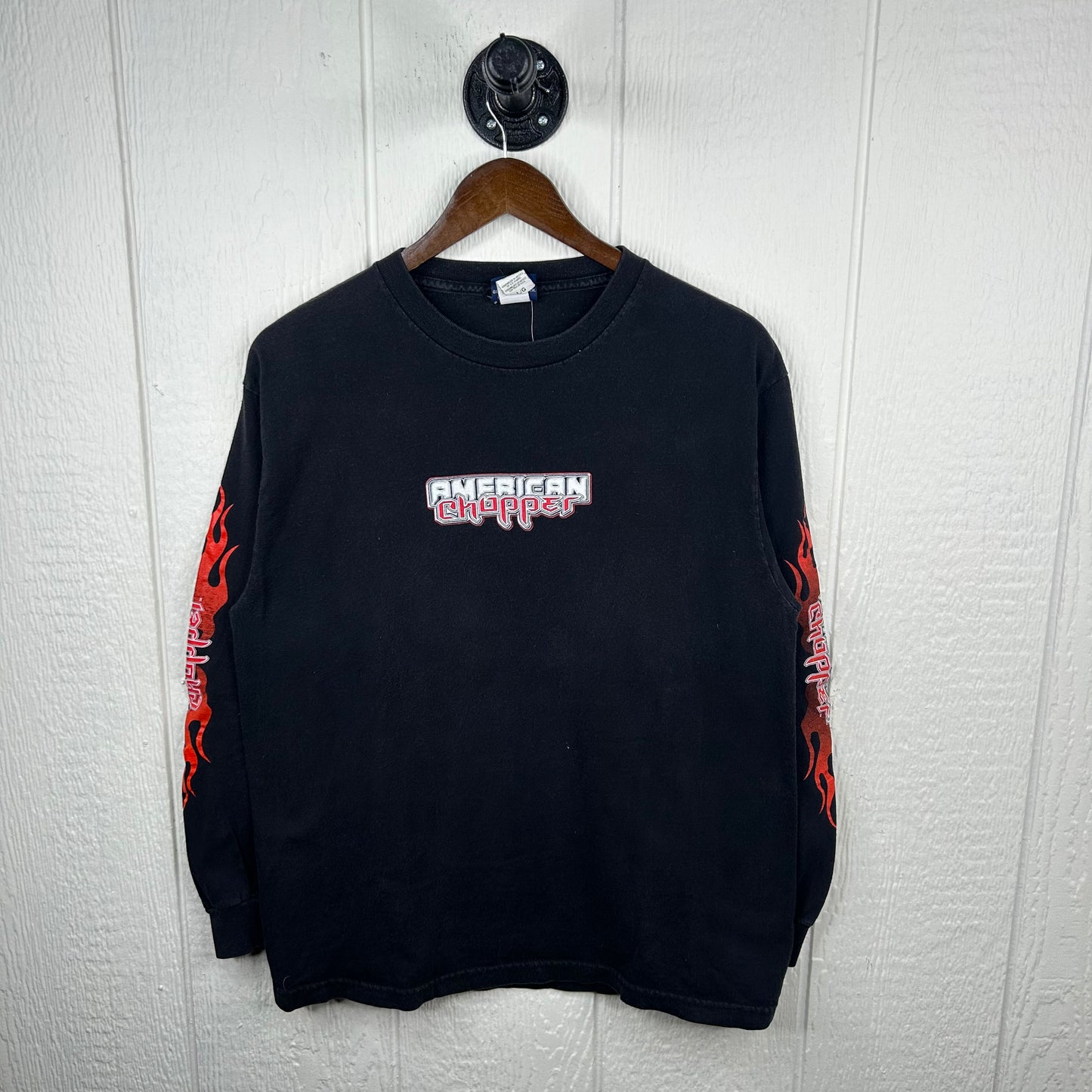 Y2K American Choppers Firebike Long Sleeve Flames Tee (L)