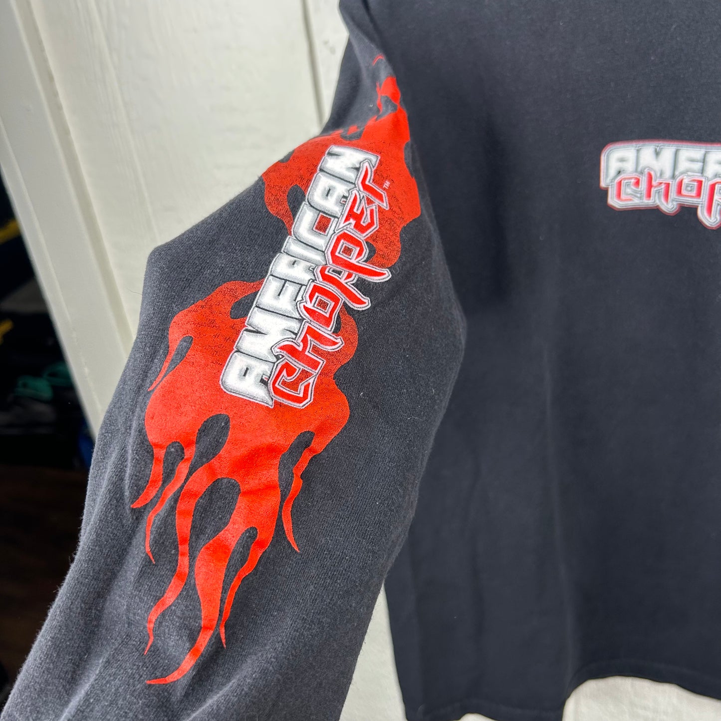Y2K American Choppers Firebike Long Sleeve Flames Tee (L)