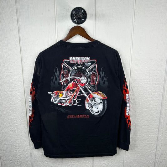 Y2K American Choppers Firebike Long Sleeve Flames Tee (L)