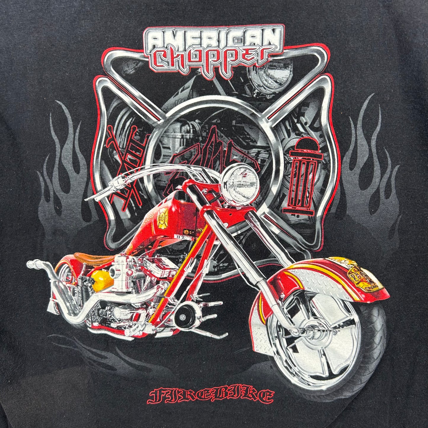Y2K American Choppers Firebike Long Sleeve Flames Tee (L)
