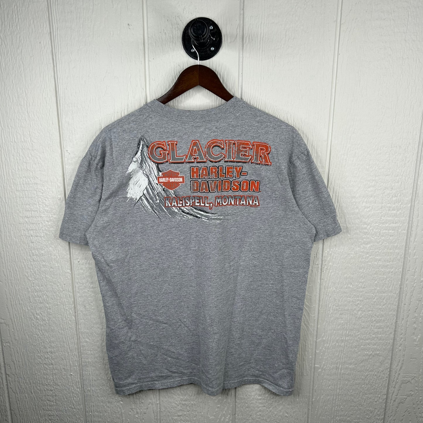 Y2K Glacier Harley Davidson Kalispell Montana Pocket Tee (L)