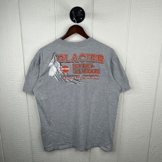 Y2K Glacier Harley Davidson Kalispell Montana Pocket Tee (L)