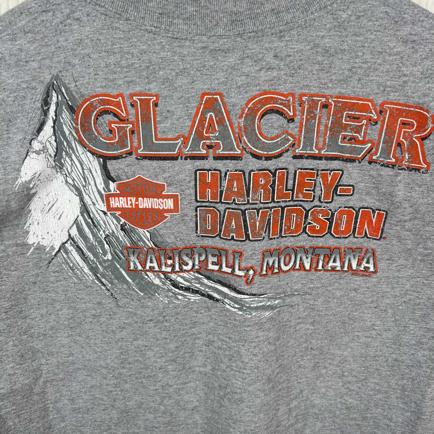 Y2K Glacier Harley Davidson Kalispell Montana Pocket Tee (L)