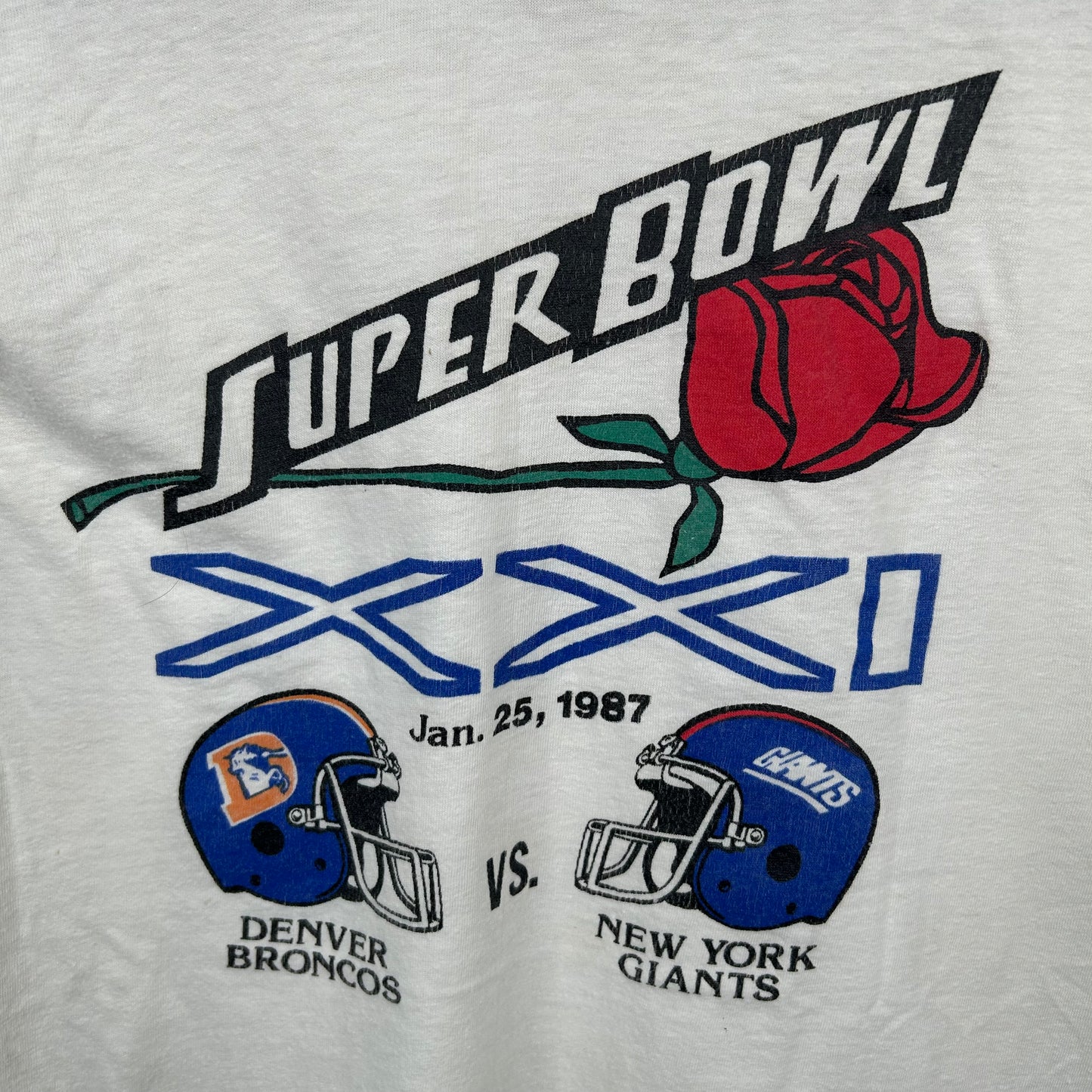 Vintage 1987 Super Bowl XXI Broncos vs. Giants Back Hit Tee (L)