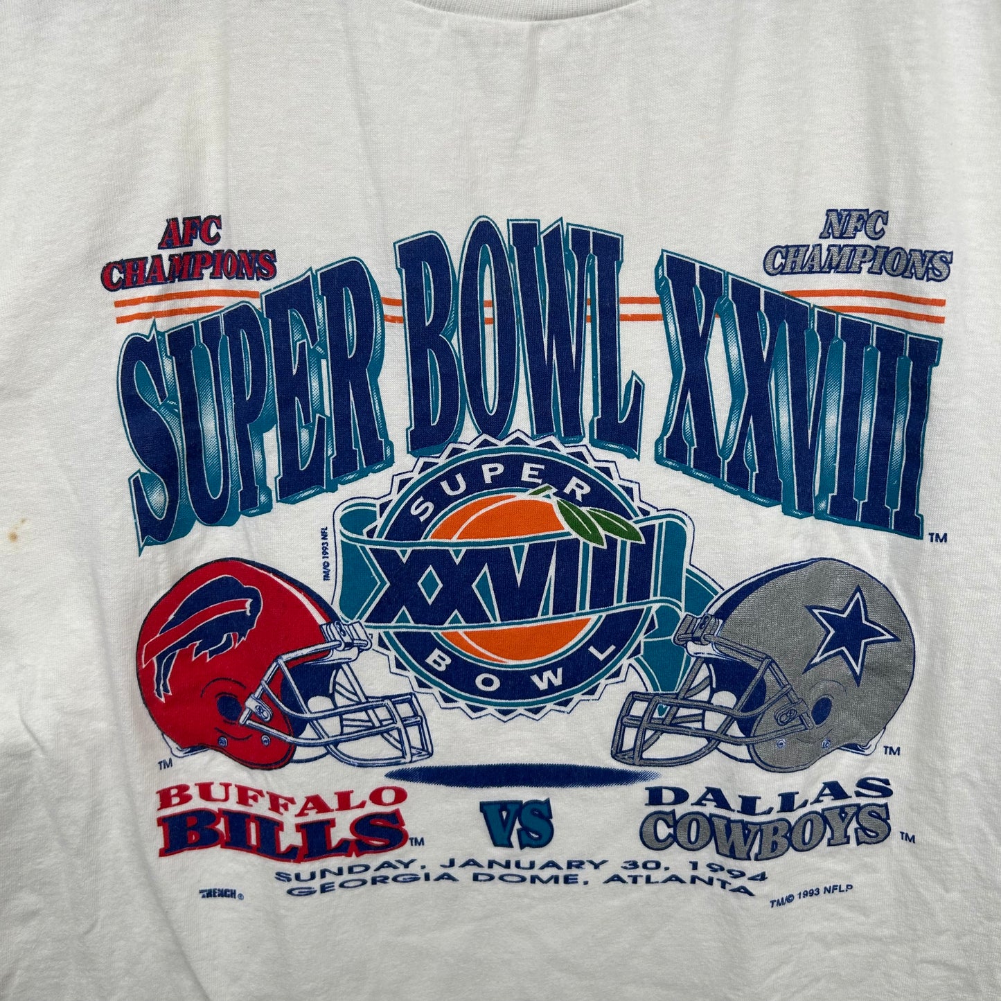 Vintage 1994 Super Bowl XXVIII Bills vs. Cowboys Graphic Tee (L)