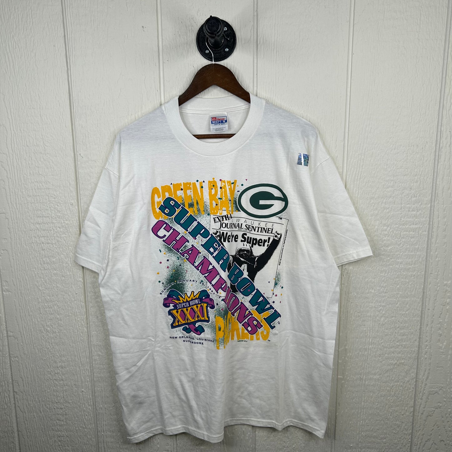 Vintage 1997 Green Bay Packers Super Bowl Champions Graphic Tee (XL)