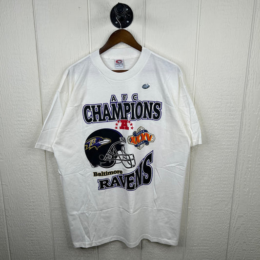 Vintage 90's Baltimore Raven AFC Champions Graphic Tee (XL)
