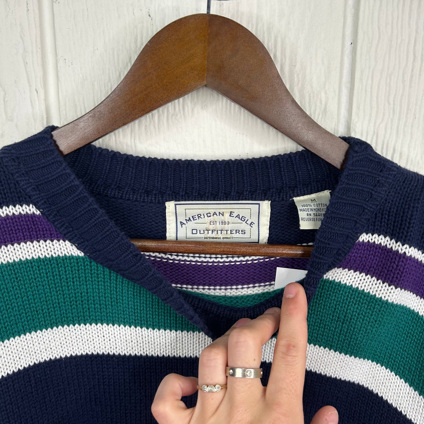 Vintage 90's American Eagle Striped Baggy Sweater (M)