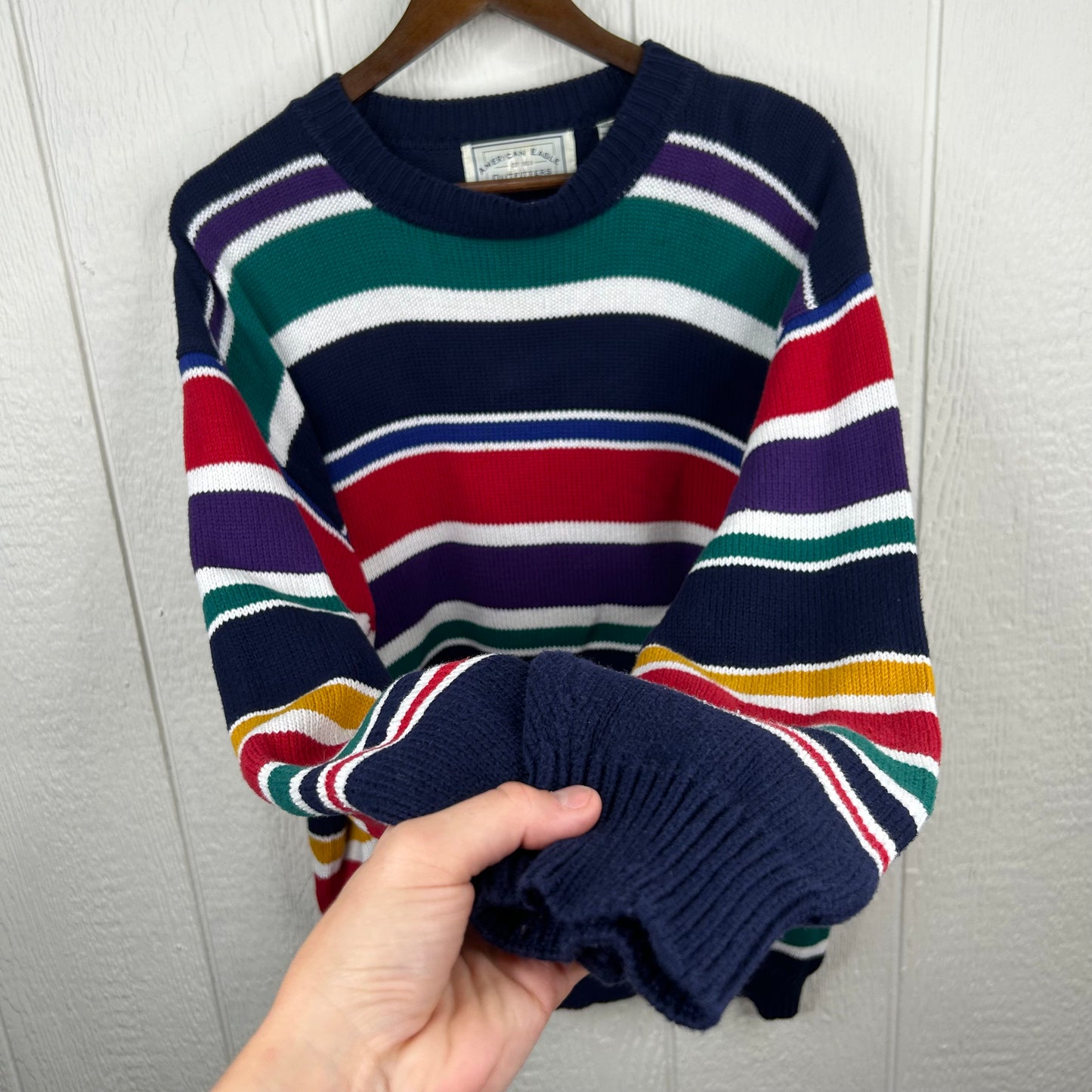 Vintage 90's American Eagle Striped Baggy Sweater (M)