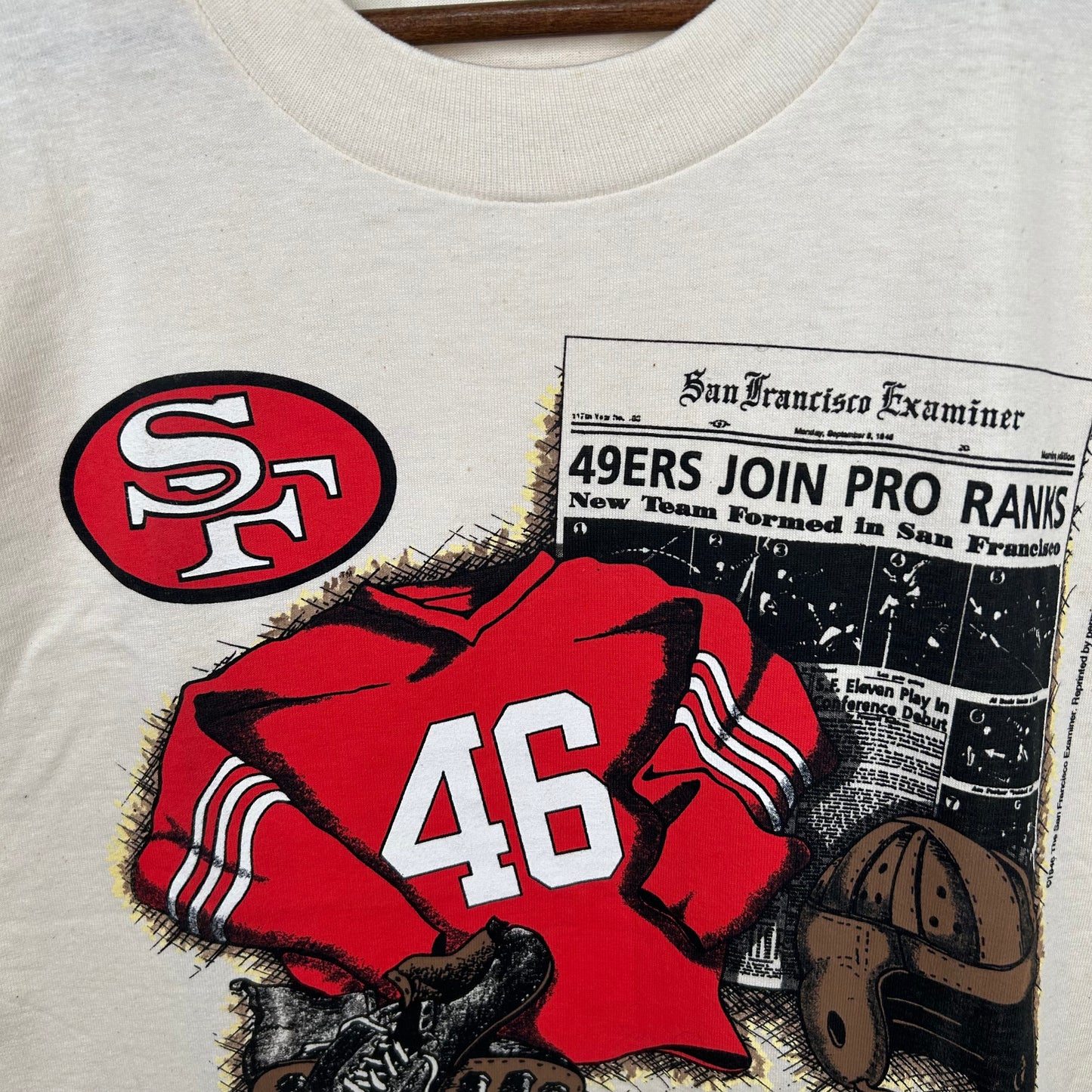 Vintage 1995 San Francisco 49ers Newspaper Graphic Tee (L)