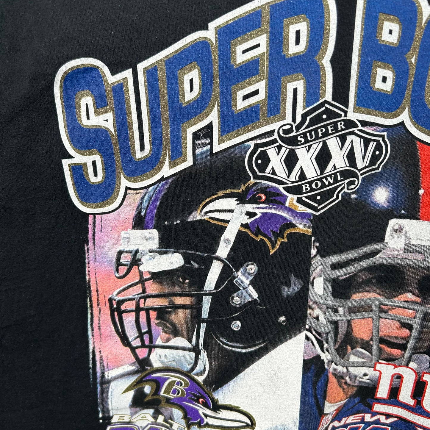 2001 Super Bowl XXXV Ravens vs. Giants Graphic Tee (XL)