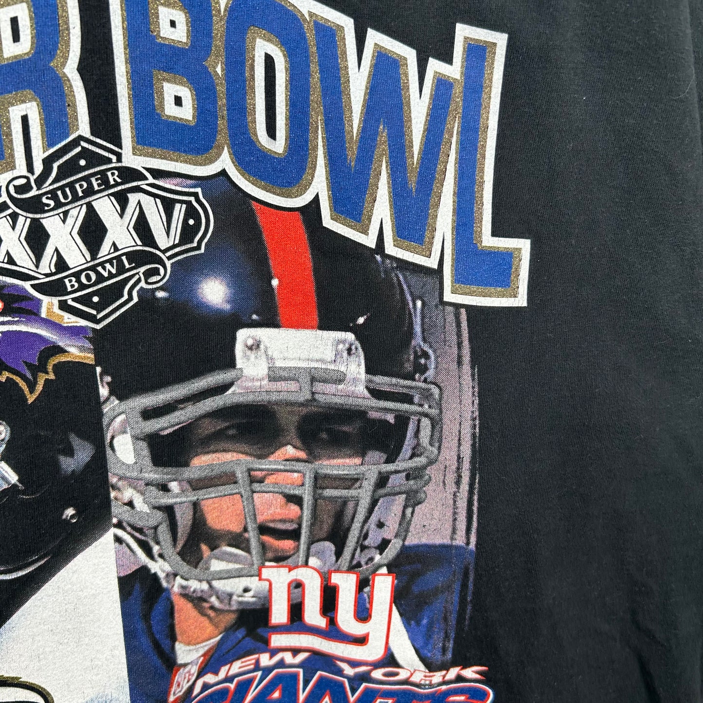 2001 Super Bowl XXXV Ravens vs. Giants Graphic Tee (XL)