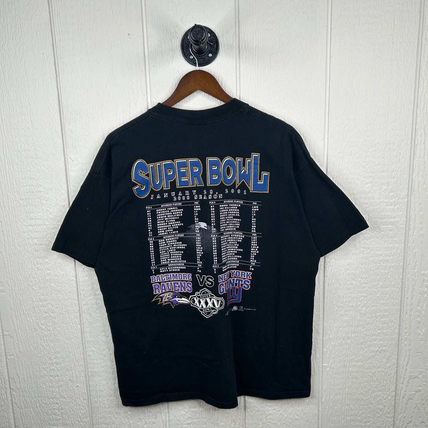 2001 Super Bowl XXXV Ravens vs. Giants Graphic Tee (XL)