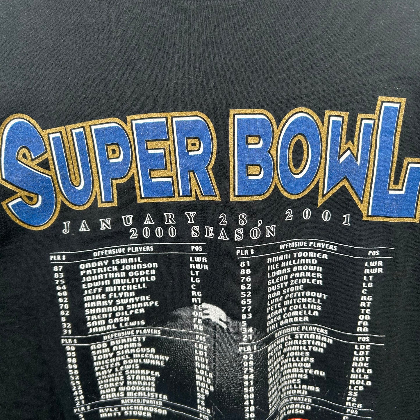 2001 Super Bowl XXXV Ravens vs. Giants Graphic Tee (XL)