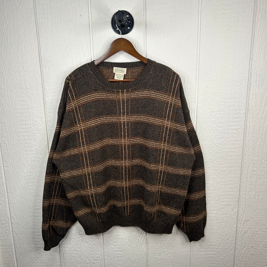 Vintage 90's Brown Plaid Gorpcore Baggy Knit Sweater (XL)