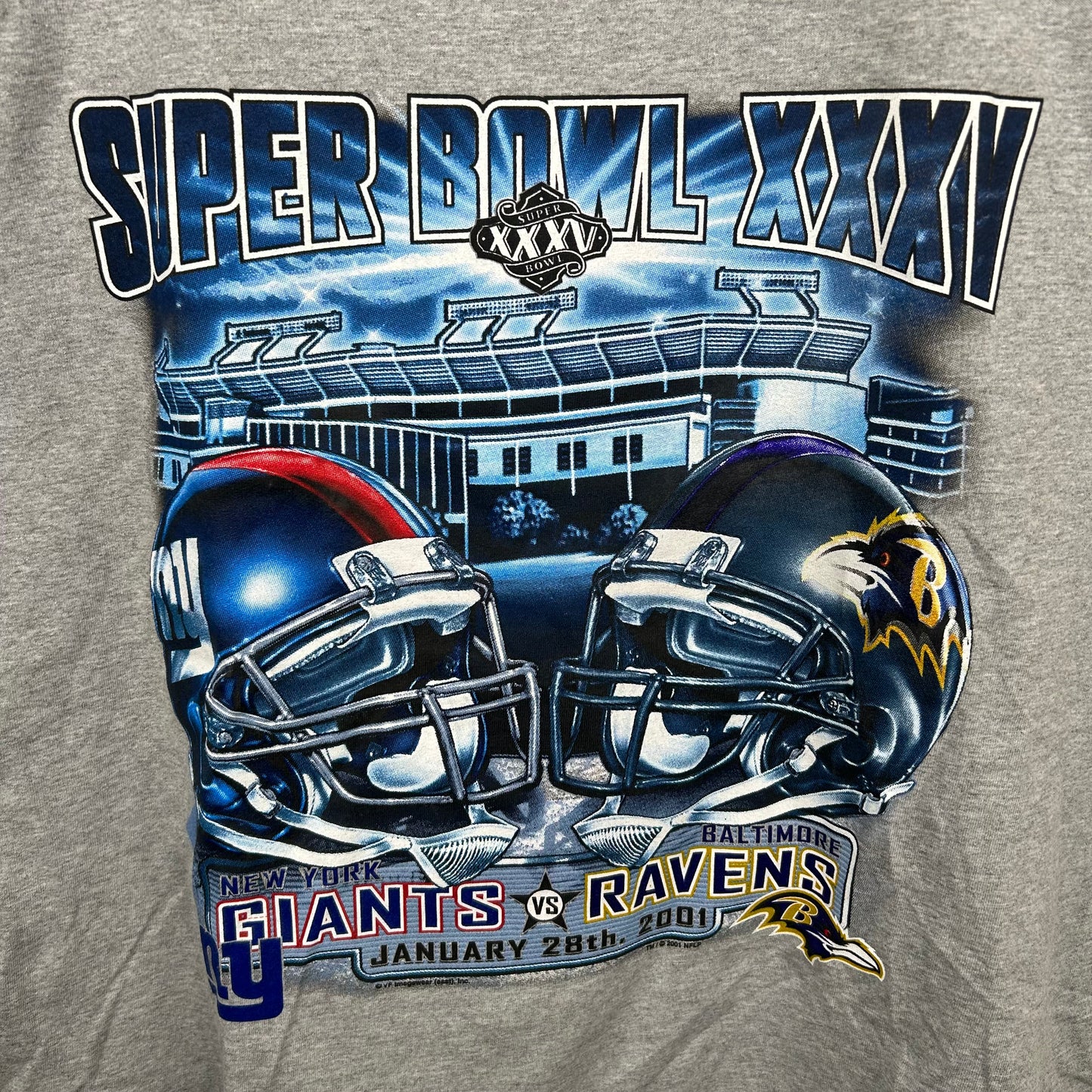 2001 Super Bowl XXXV Ravens vs. Giants Graphic Tee (XL)