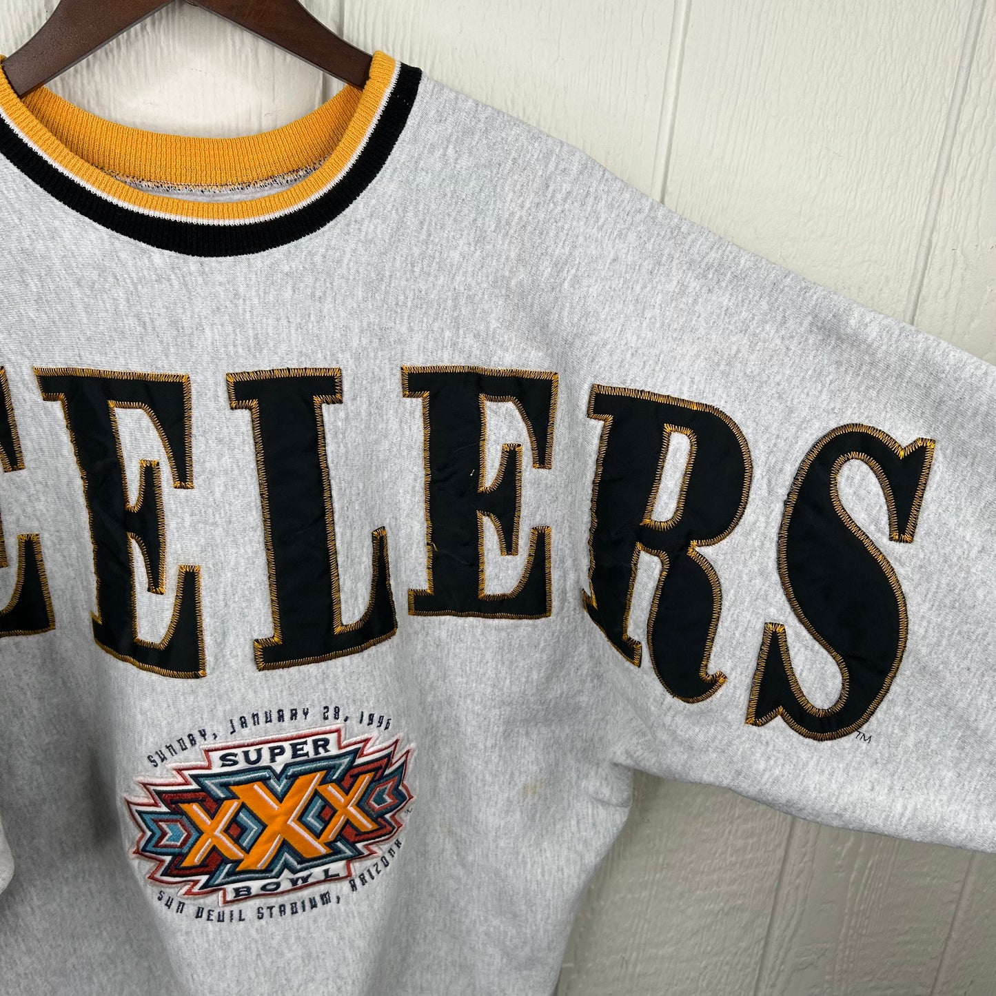 Vintage 90's Pittsburgh Steelers Super Bowl XXX Spell Out Crewneck (L)