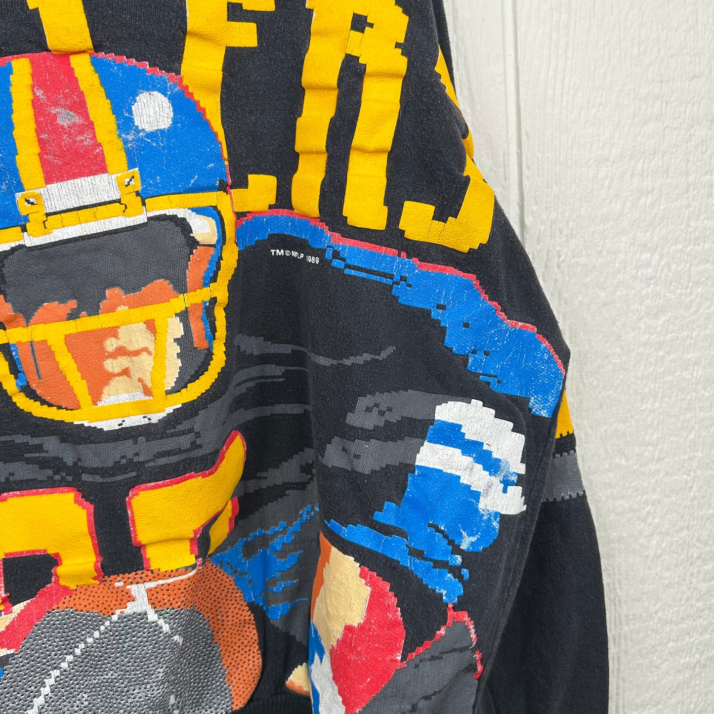 Vintage 1989 Pittsburgh Steelers Football Player Tecmo Spell Out Crewneck (L)