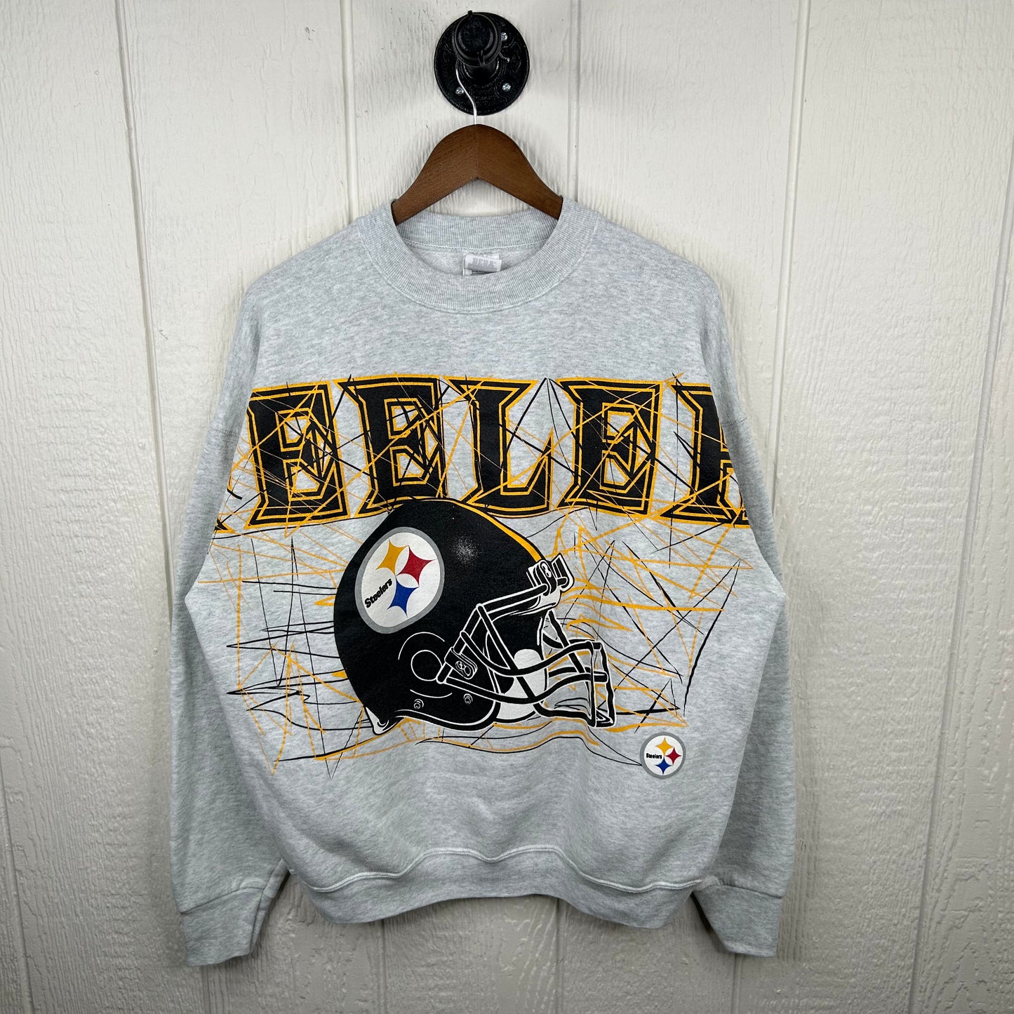 Vintage 90's Pittsburgh Steelers Laser Graphic Spell Out Crewneck (XL)
