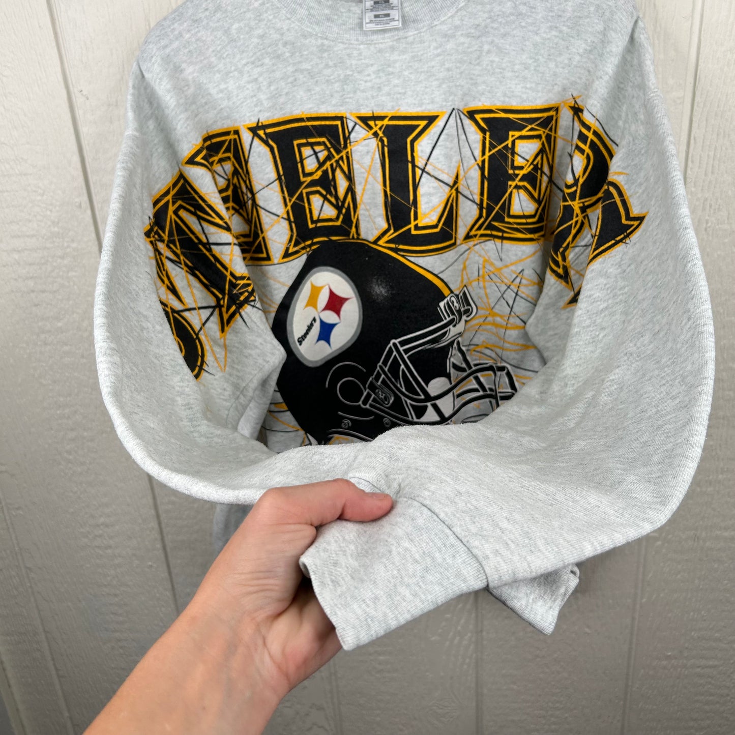 Vintage 90's Pittsburgh Steelers Laser Graphic Spell Out Crewneck (XL)