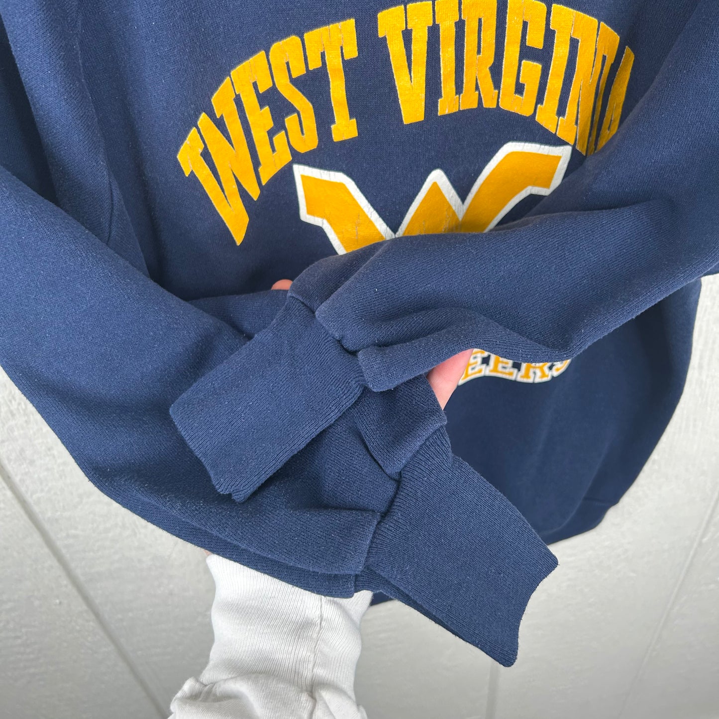 Vintage 80's West Virginia Mountaineers Navy Crewneck (L)