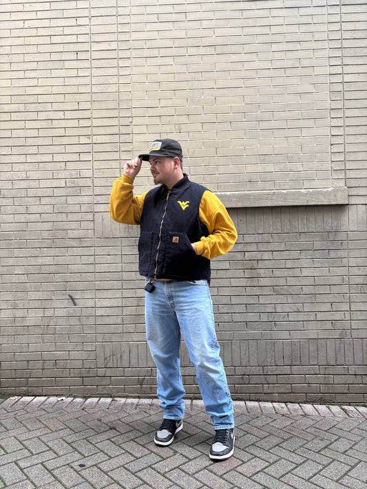 Vintage 90's Embroidered Flying WV Navy Carhartt Vest (XL)