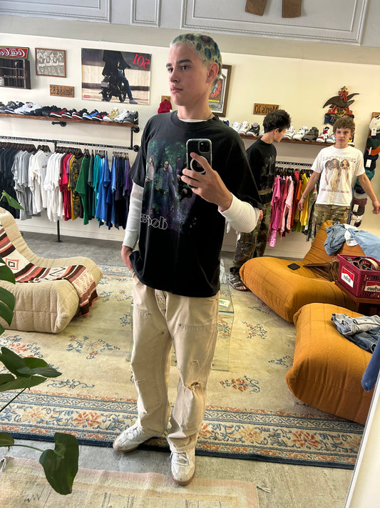 Vintage 90's Three Doors Down x Waffle Print Thermal Lined Tee (L)