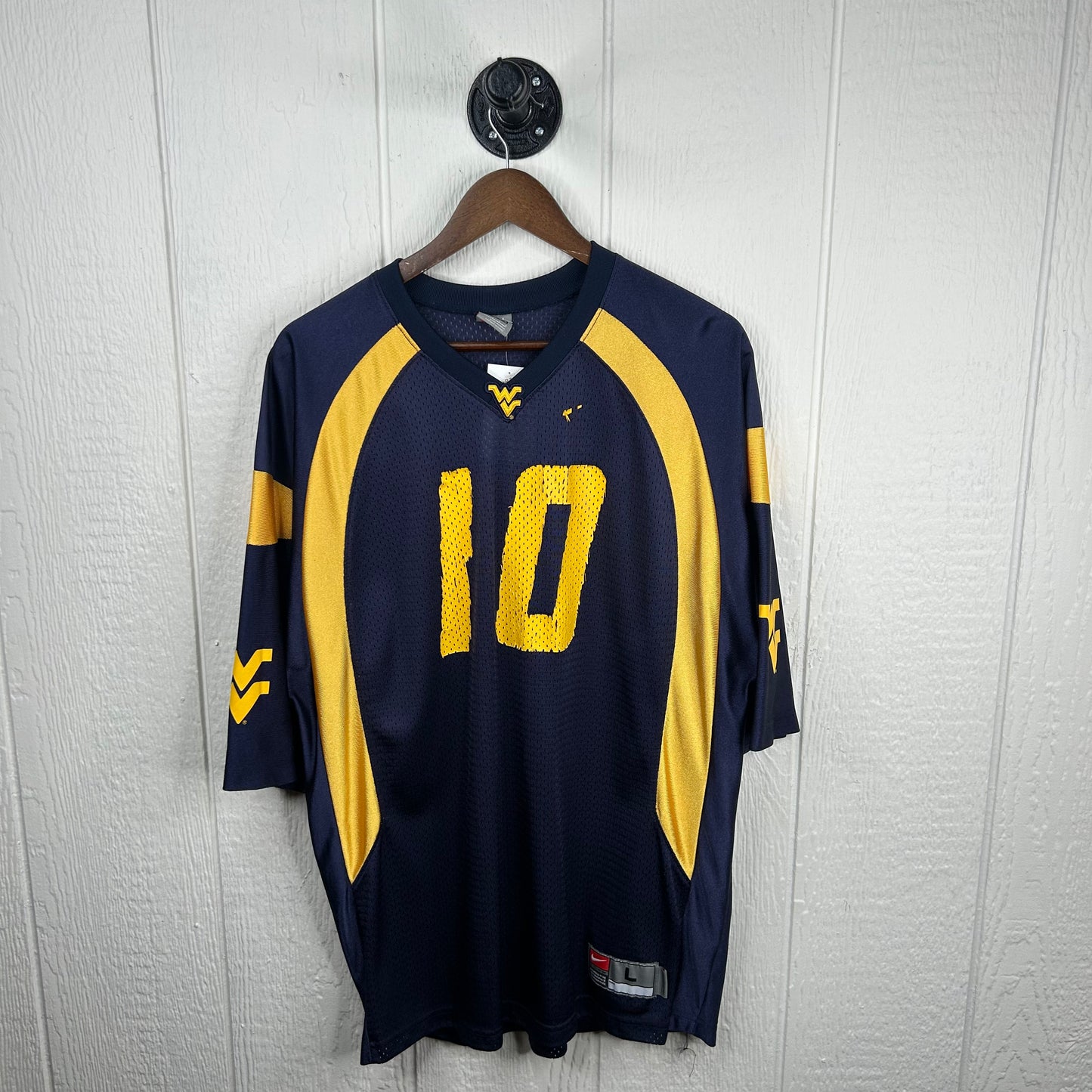 Y2K WVU Mountaineers Steve Slayton Number 10 Nike Football Jersey (L)