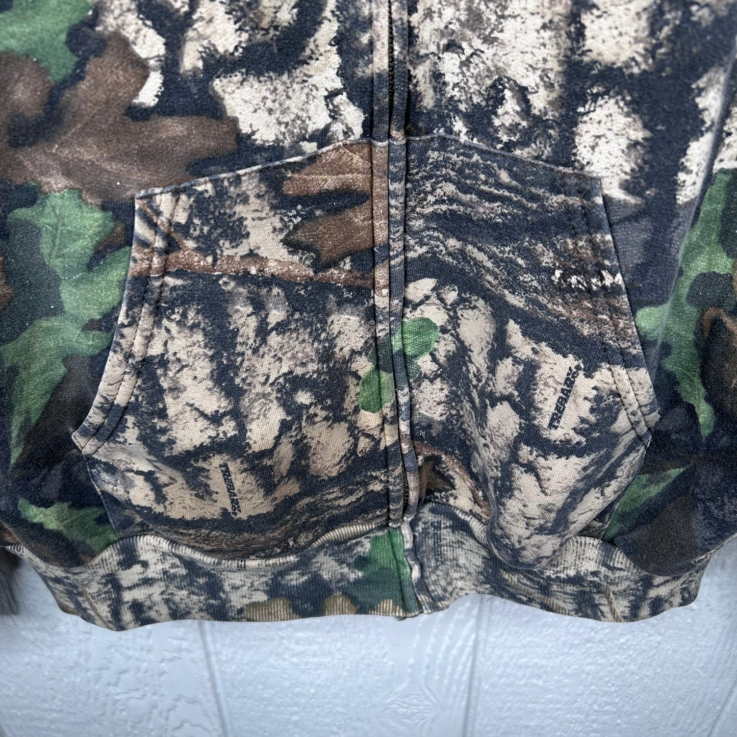 Vintage Camo Old School Screen Printed Full Zip Sweatshirt (XL)