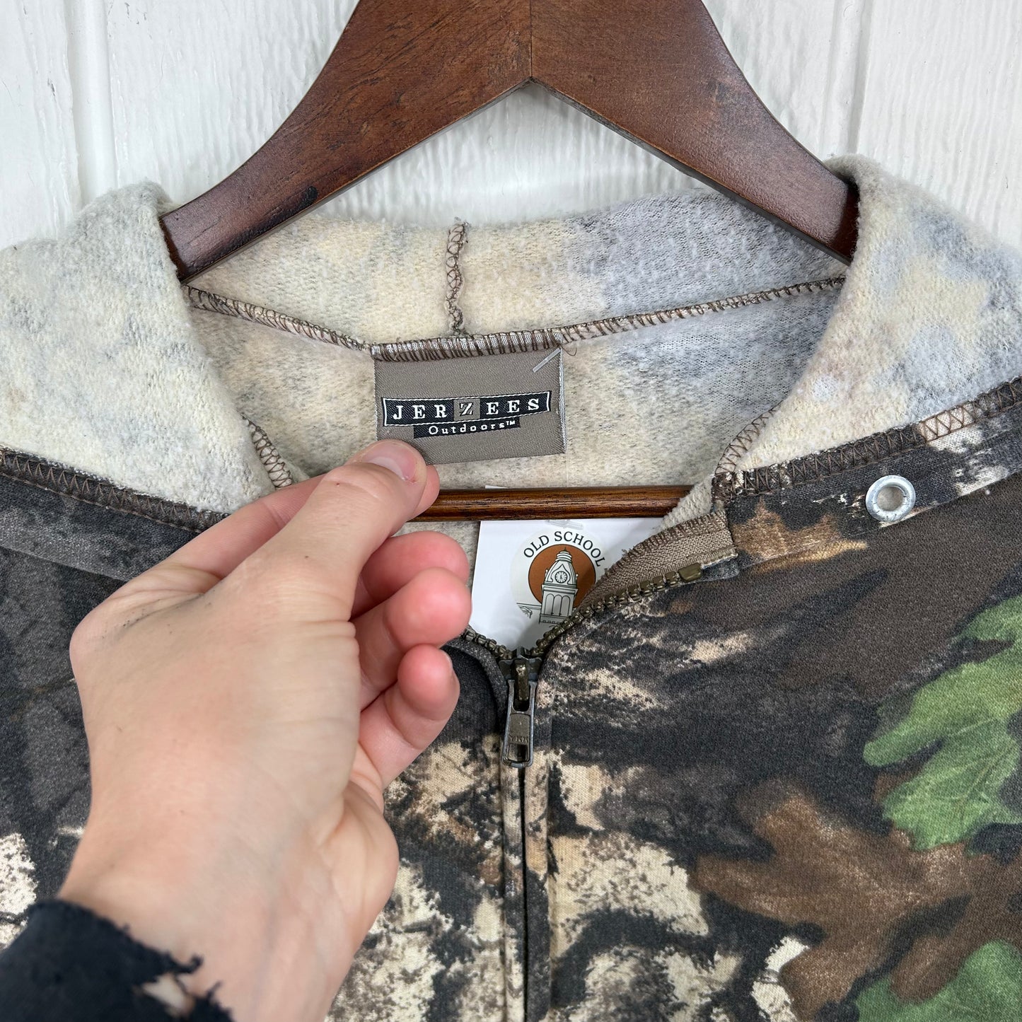 Vintage Camo Old School Screen Printed Full Zip Sweatshirt (XL)