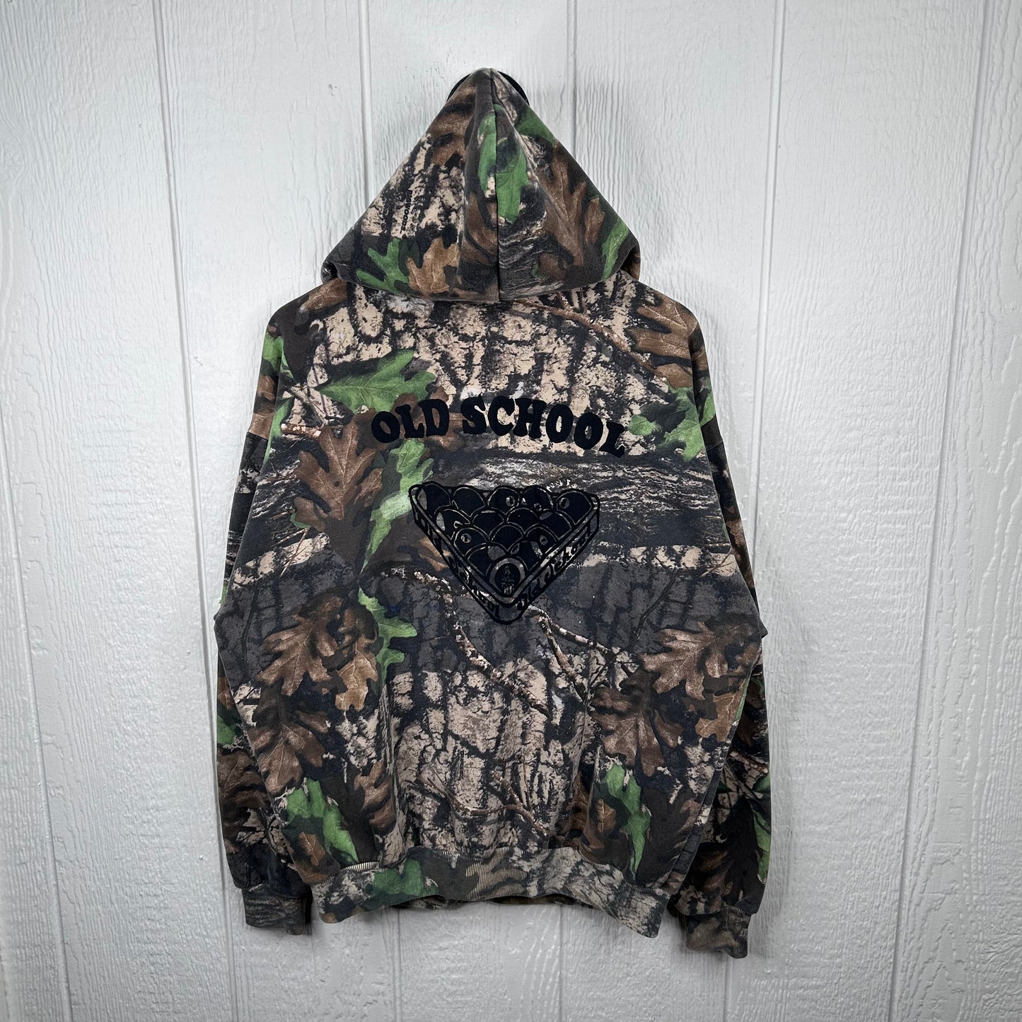 Vintage Camo Old School Screen Printed Full Zip Sweatshirt (XL)