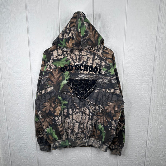 Vintage Camo Old School Screen Printed Full Zip Sweatshirt (XL)