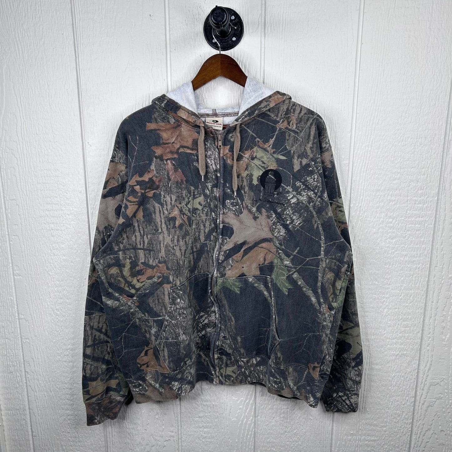 Vintage Camo Old School Screen Printed Full Zip Sweatshirt (XL)