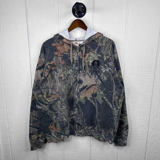 Vintage Camo Old School Screen Printed Full Zip Sweatshirt (XL)