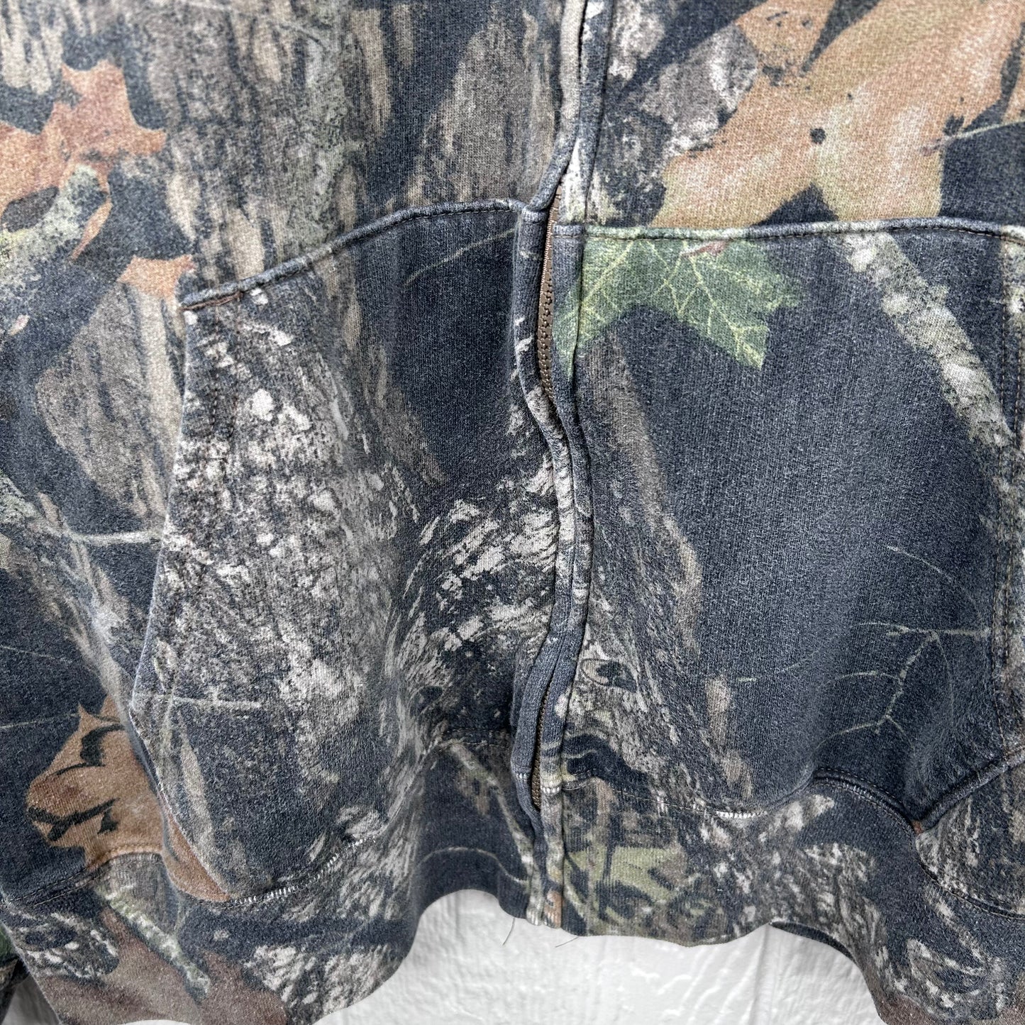 Vintage Camo Old School Screen Printed Full Zip Sweatshirt (XL)