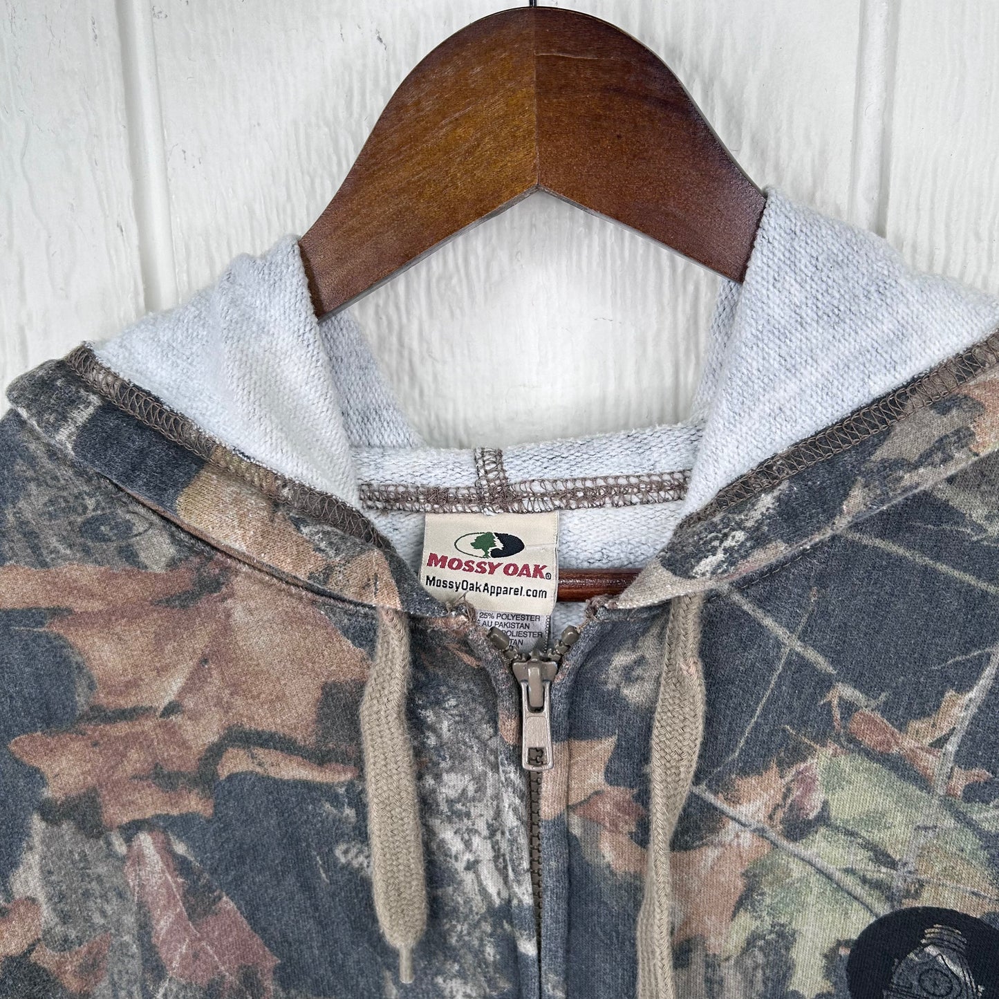 Vintage Camo Old School Screen Printed Full Zip Sweatshirt (XL)