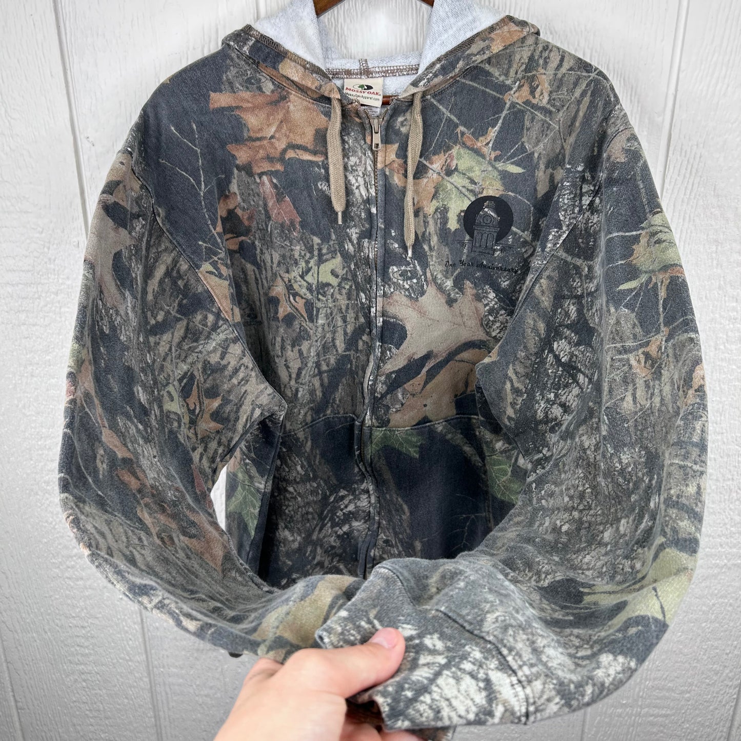 Vintage Camo Old School Screen Printed Full Zip Sweatshirt (XL)