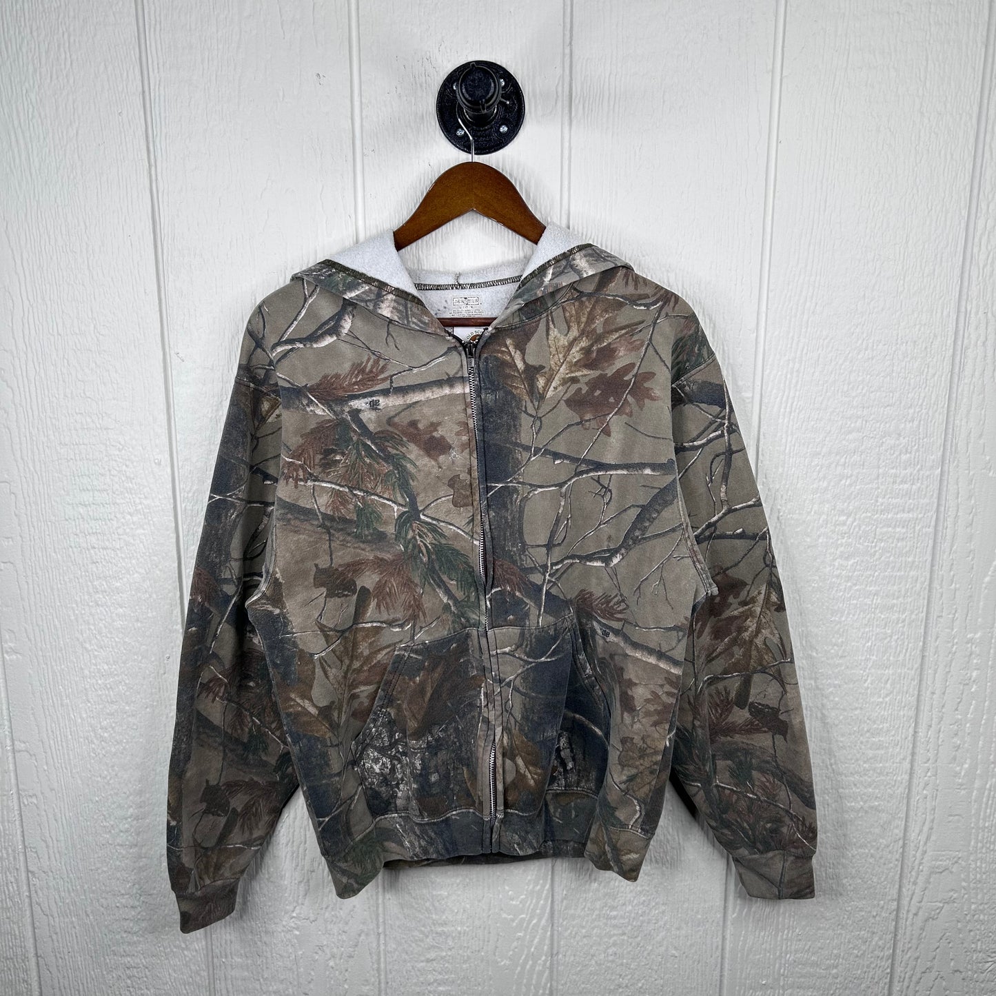 Vintage Camo Old School Screen Printed Full Zip Sweatshirt (M)