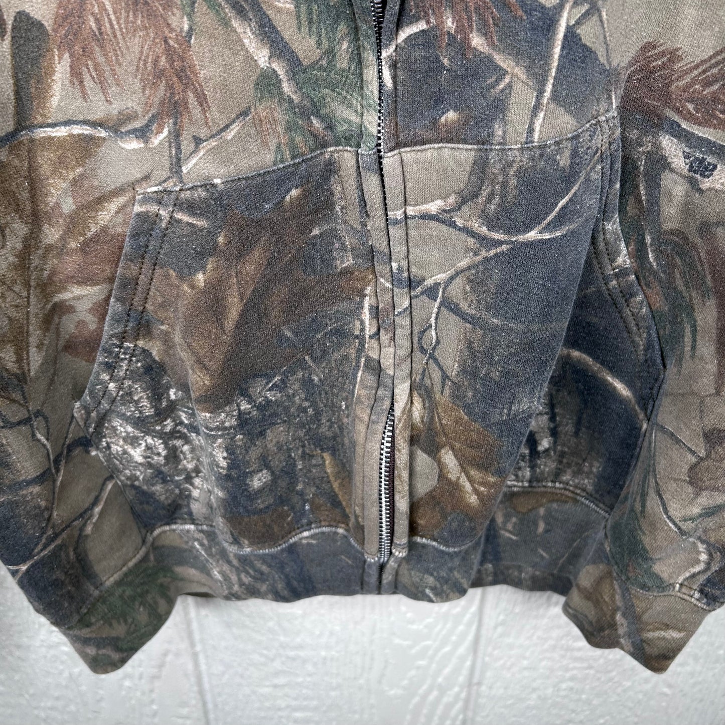 Vintage Camo Old School Screen Printed Full Zip Sweatshirt (M)