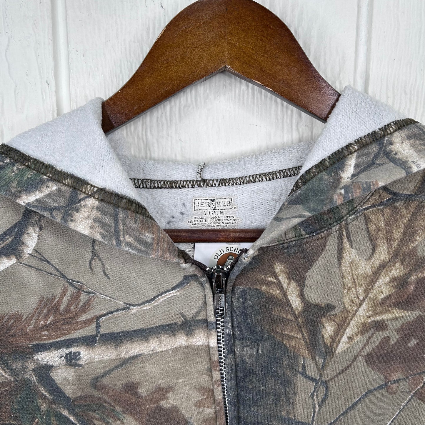 Vintage Camo Old School Screen Printed Full Zip Sweatshirt (M)