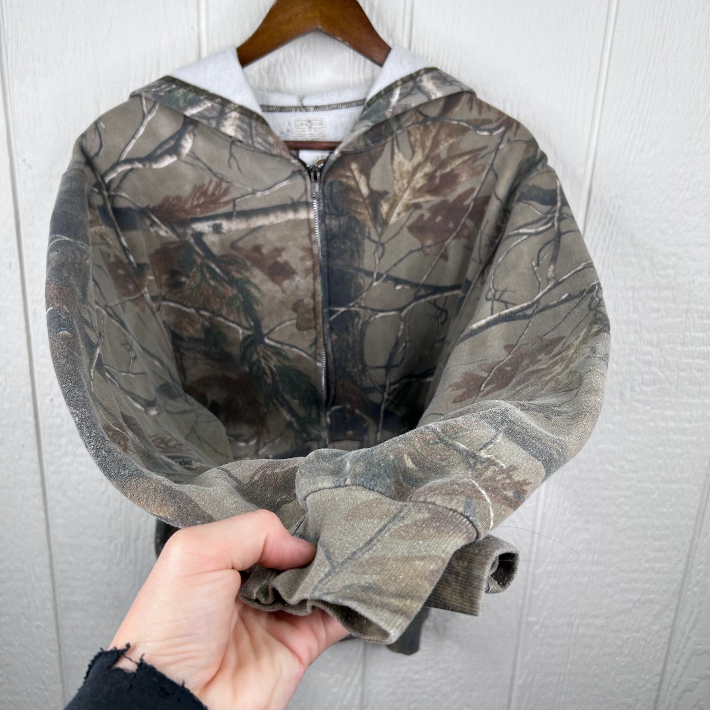 Vintage Camo Old School Screen Printed Full Zip Sweatshirt (M)