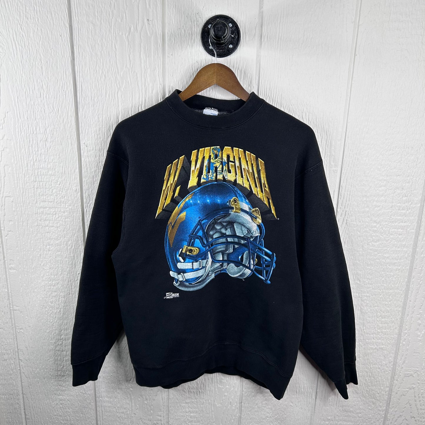 Vintage 90's West Virginia Football Helmet Graphic Crewneck (L)