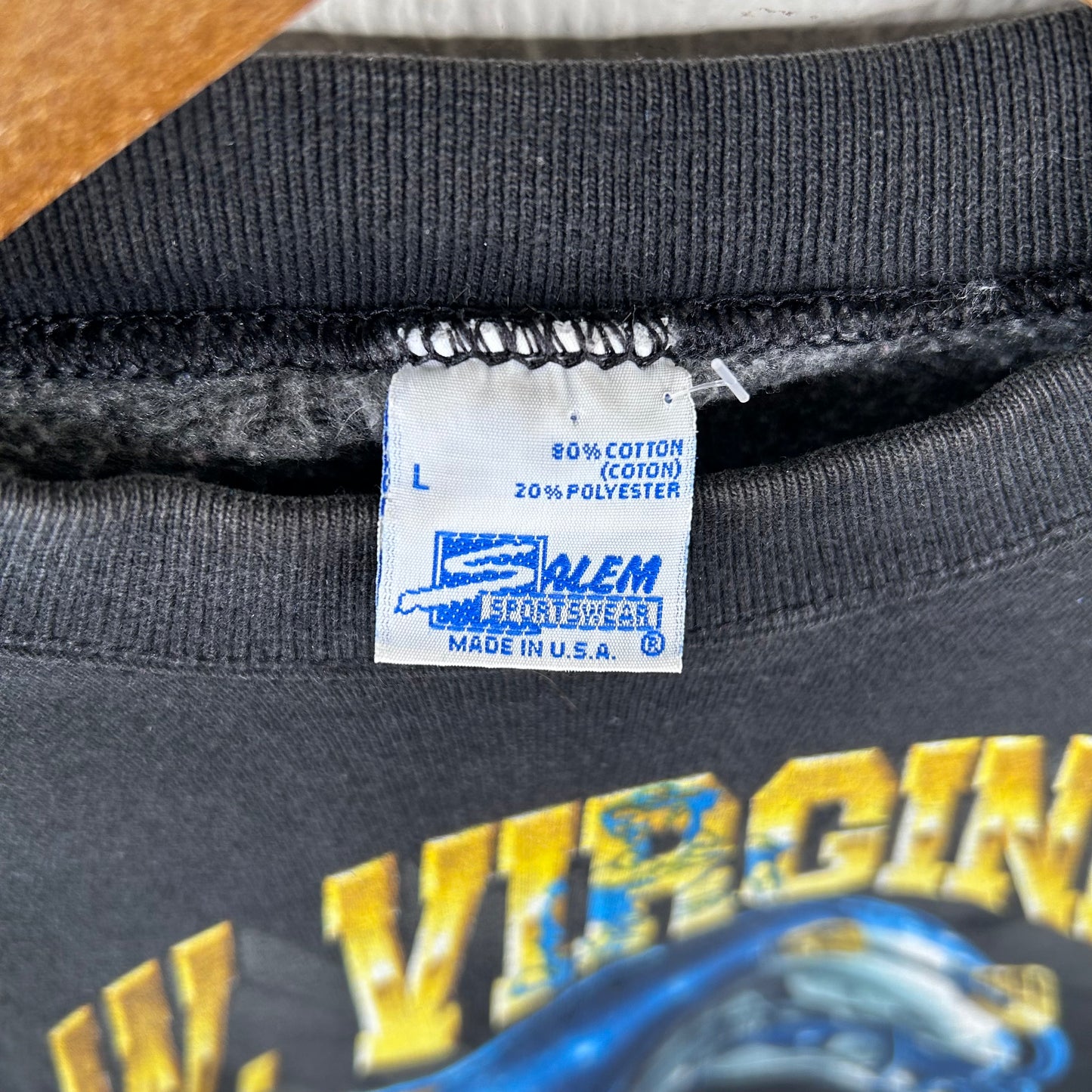 Vintage 90's West Virginia Football Helmet Graphic Crewneck (L)