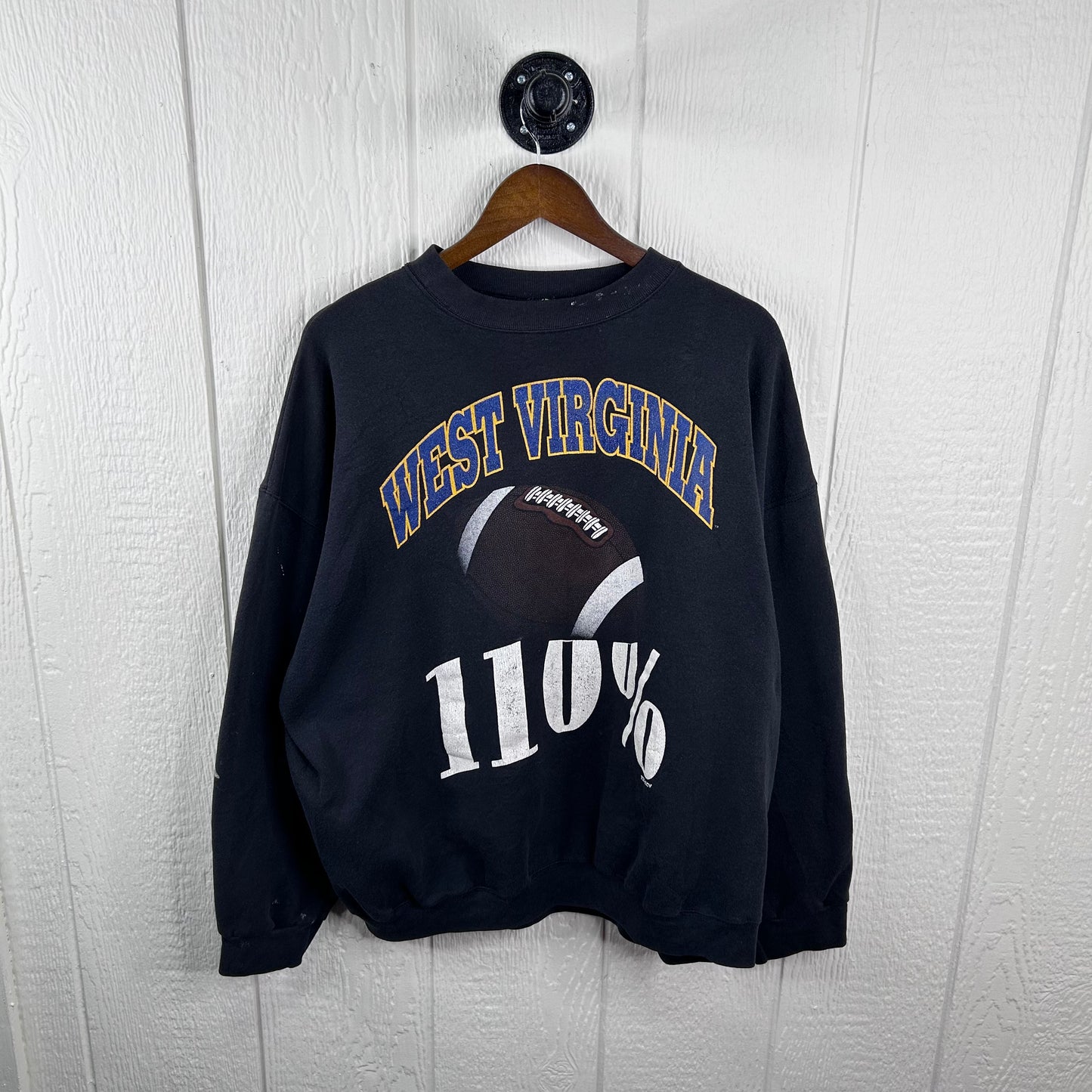 Vintage 90's West Virginia Football 110% Graphic Crewneck (XL)