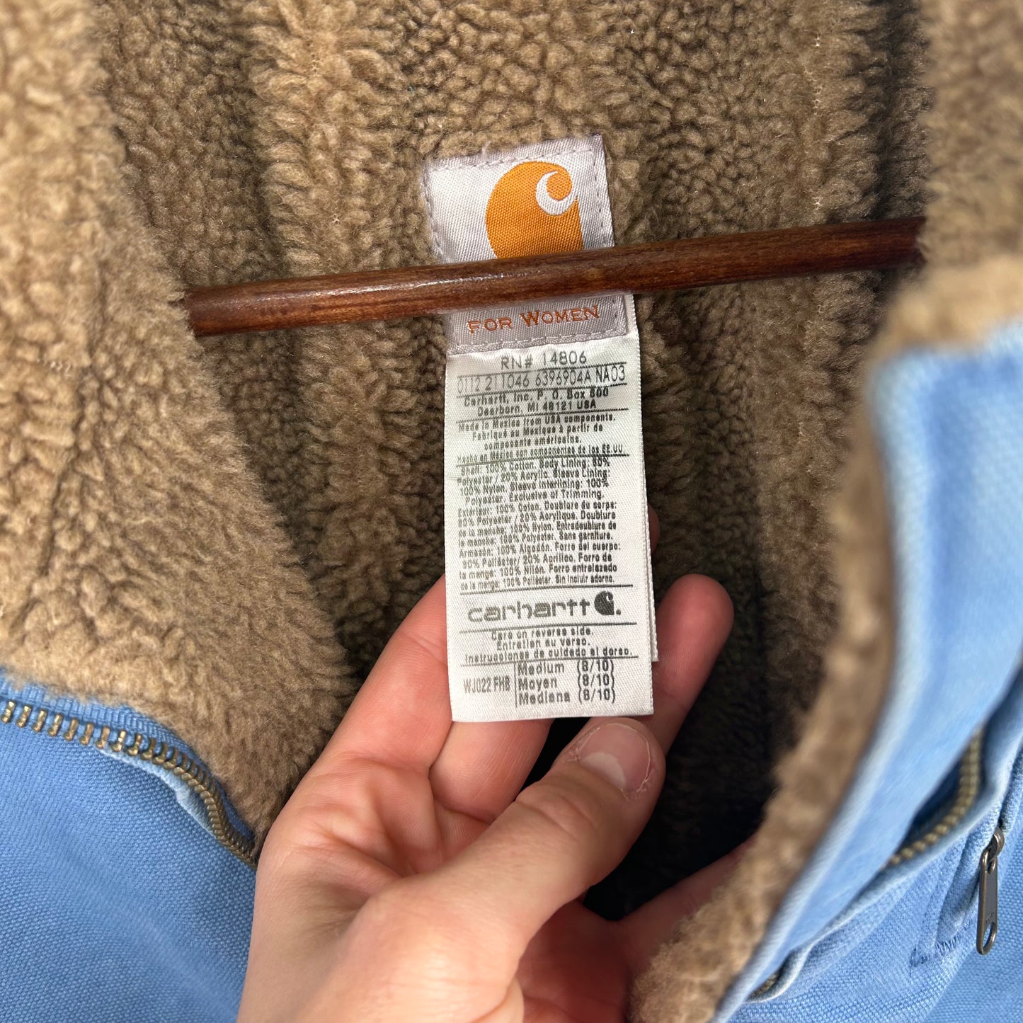 Vintage y2k Women's Blue Fur-Lined Carhartt Jacket (M)