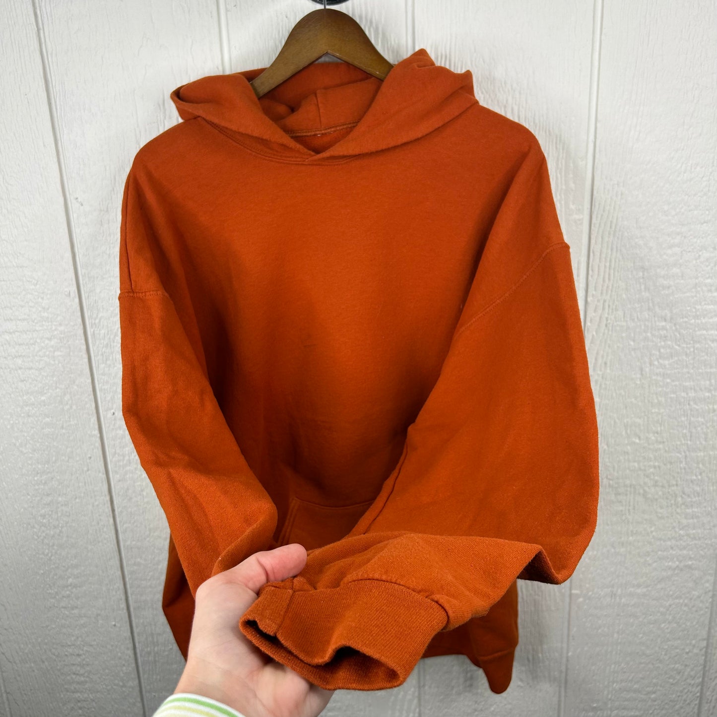 Vintage Burnt Orange Old School Screen Printed Hoodie (XXL)