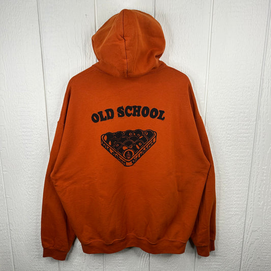 Vintage Burnt Orange Old School Screen Printed Hoodie (XXL)