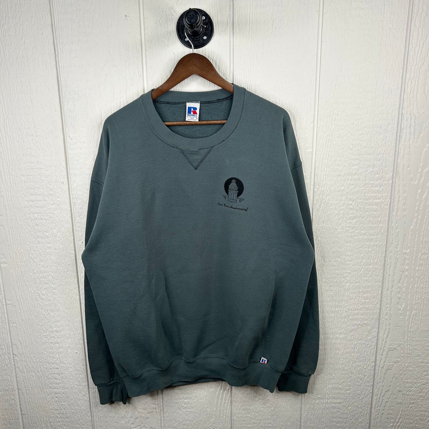 Vintage Heavyweight Sage Green Old School Screen Printed Crewneck (XL)